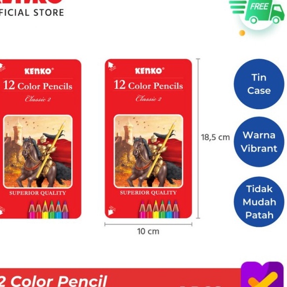 

Promo SOS Pensil Warna KENKO 12 Warna Panjang Tin Case Pensil MewarnaiColoring Pencil