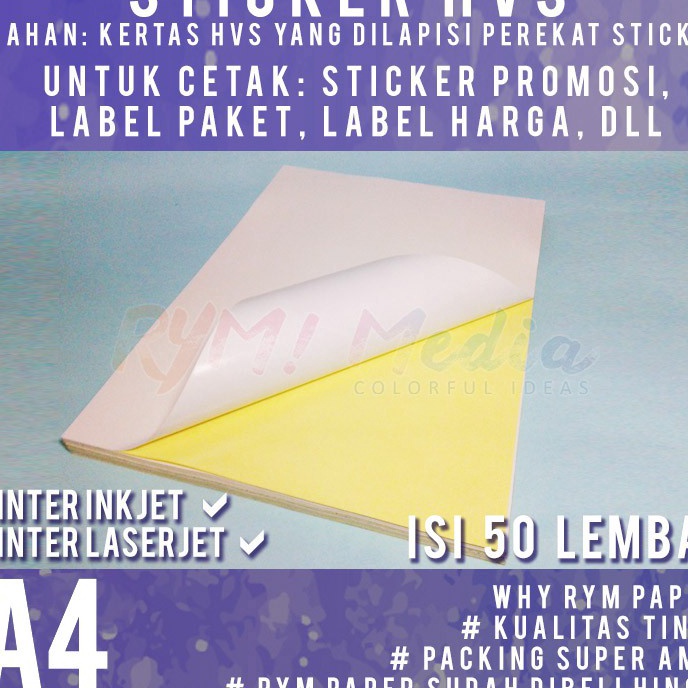 

Diskon Sticker HVS A4 isi 5 lembar Kes Stiker Inkjet Doff Matte A4