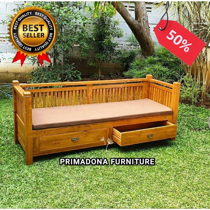 BANGKU BALE BALE MINIMALIS LACIK JUMBO KAYU JATI TERMURAH.