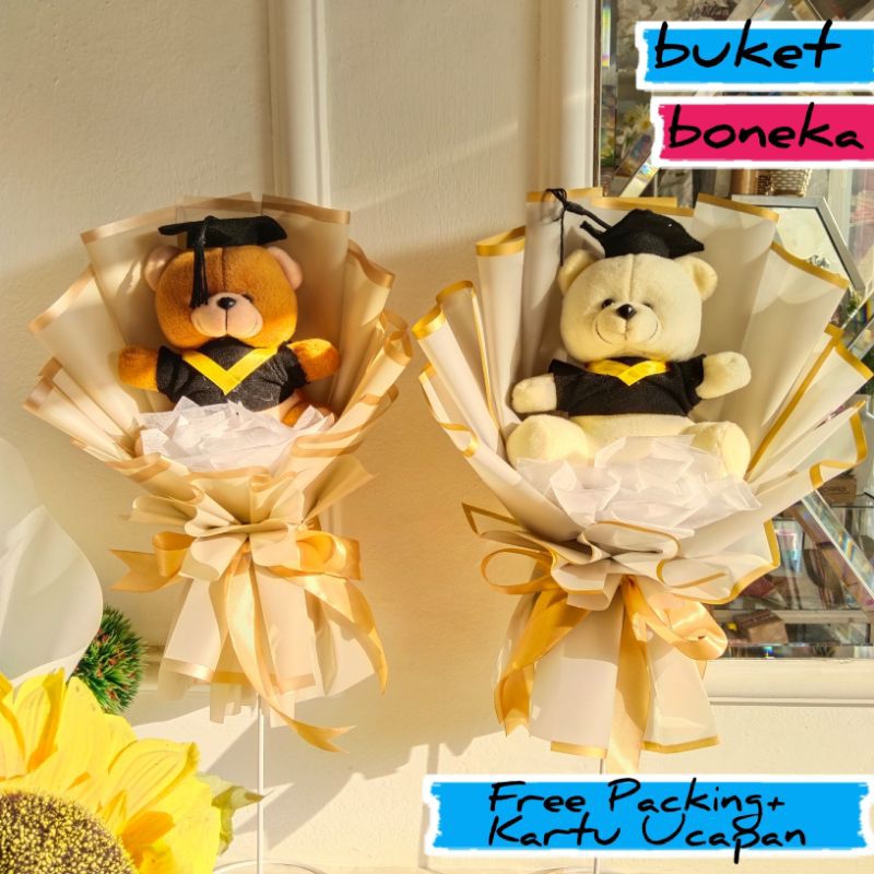 Buketforyou - Buket Boneka Teddy Bear Graduation Bunga Untuk Cewek dan Cowok Hadiah Wisuda