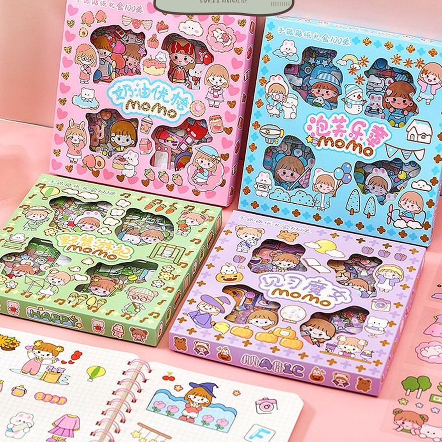 

Hemat MILOLI 1lembar SET MOMO CUTE SERIES Sticker PET DIY Scrapbook Stiker Hias Lucu in Box B392