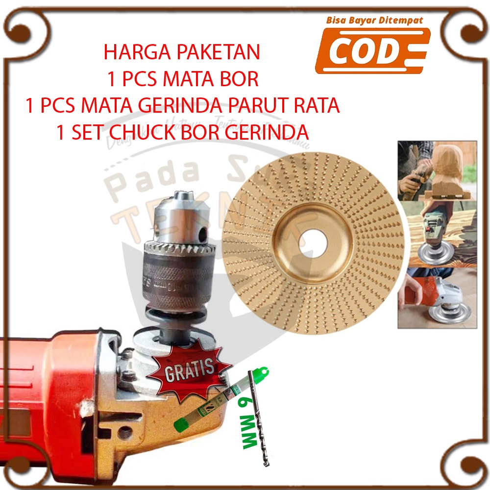 mata gerinda gergaji parut ukir kikir poles amplas kayu rata + chuck bor drat kepala gerinda