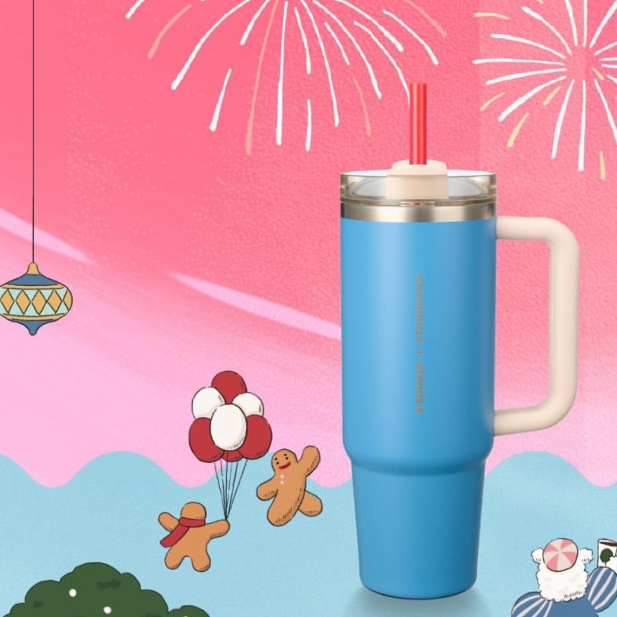 Starbucks X Stanley Quencher Tumbler - Holiday Blue (887 ML)