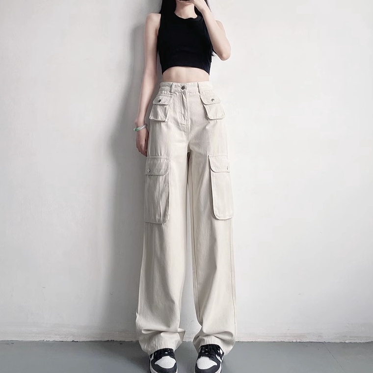 Wow Murah Meriah Emily Celana CargoKorean New Fashion Highwaist Loose Celana Cargo Jeans