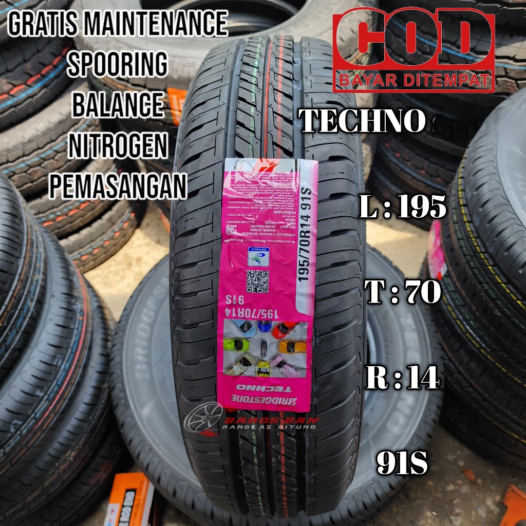 COD ban mobil 195 70 R14 bridgestome techno ban radial murah ring 15