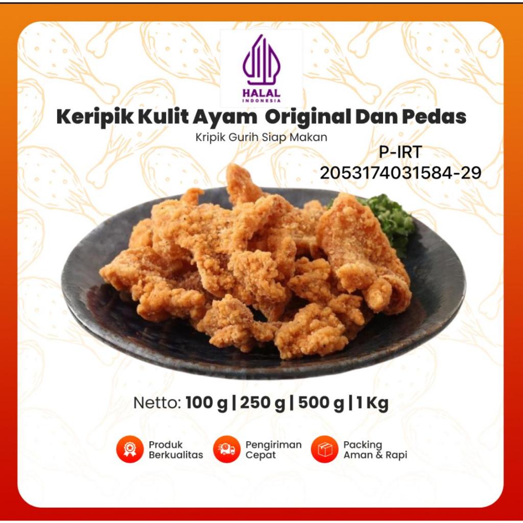 

(TERMURAH) Keripik Kulit Ayam PREMIUM Crispy SEHAT TANPA LEMAK 1/2 kg 1kg Original Dan Pedas Daun Jeruk Cemilan Kripik Gurih Siap Makan