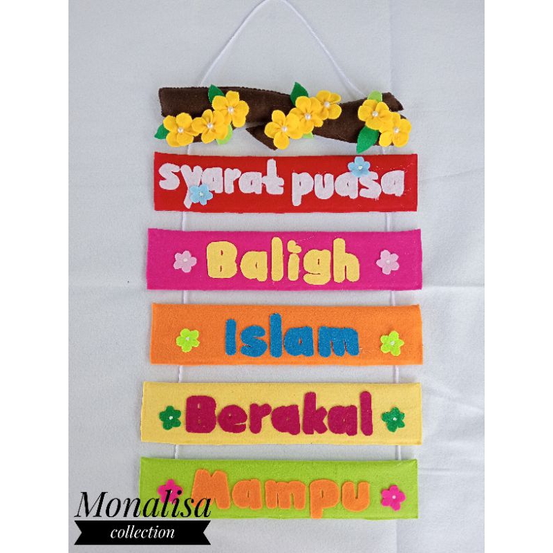 hiasan dinding kelas rukun islam prakarya flanel rukun islam hiasan dinding gantungan untuk tk paud 
