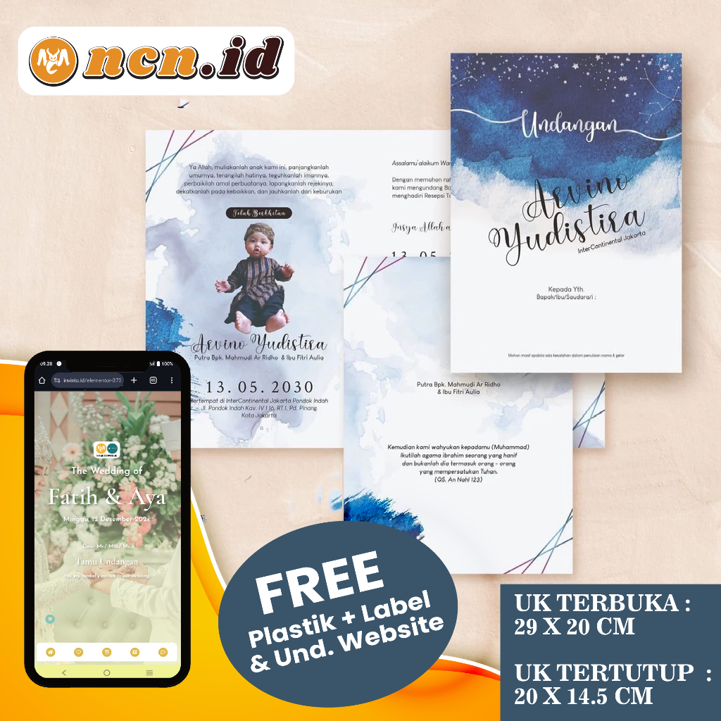 

NCN.ID Undangan Pernikahan MODEL E BAHAN BC Murah TERBAIK Elegant Rustic Termurah di indonesia FREE Undangan Digital Website