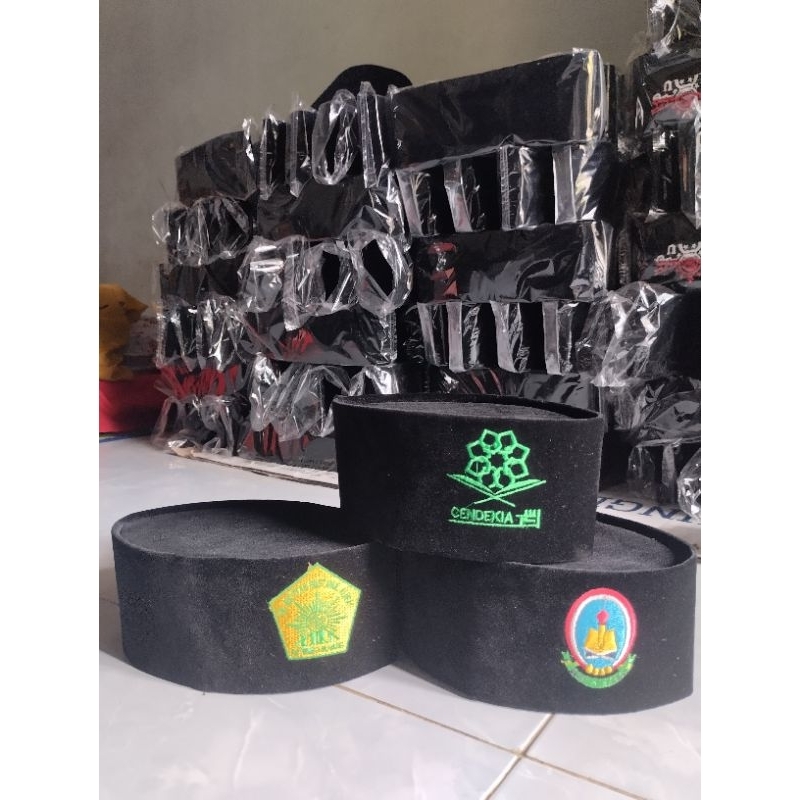 Peci Songkok Hitam  Dewasa/Anak custom Bordir logo Termurah
