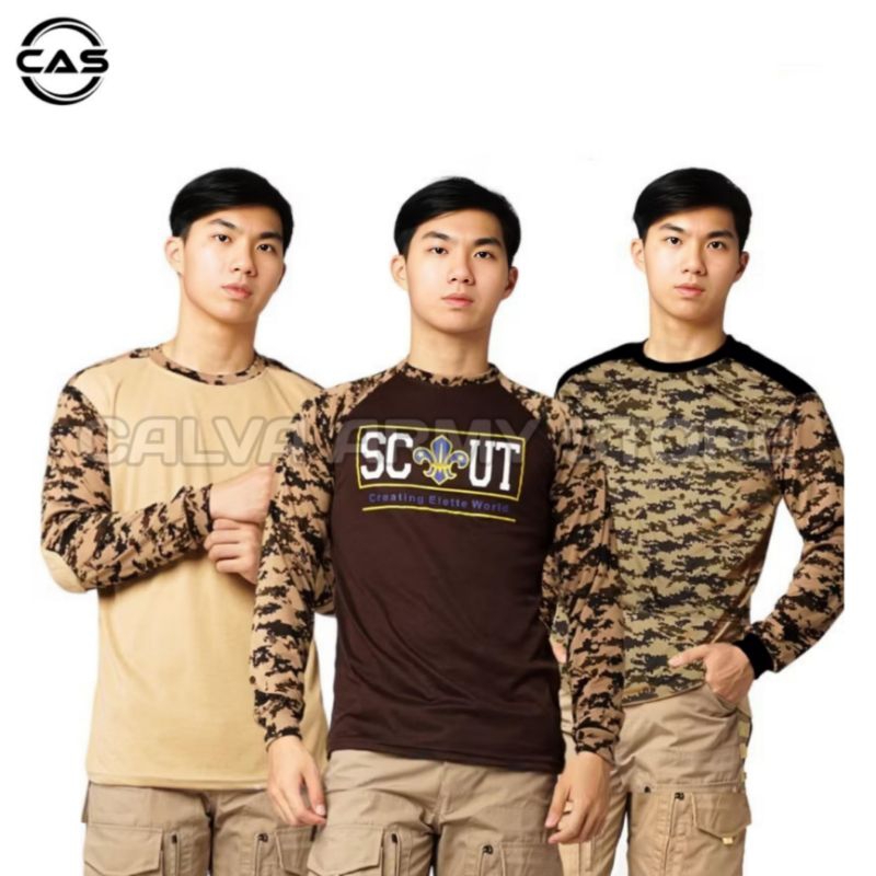 BAJU KAOS LORENG PRAMUKA SABLON LENGAN PANJANG MODEL TERBARU