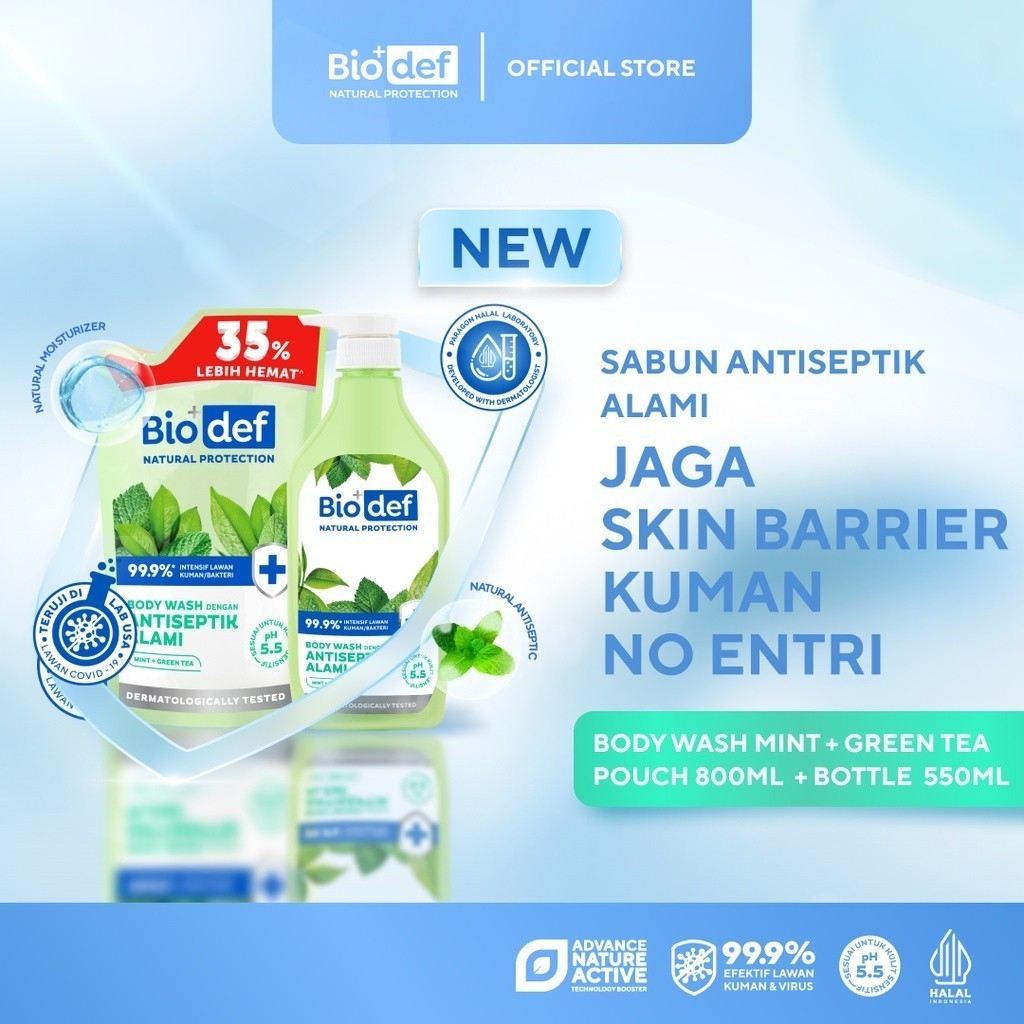 [BUNDLE] Biodef Sabun Mandi Cair Paket Refill Pouch 800ml dan Pump 550ml| Sabun Mandi Cair Untuk Whi