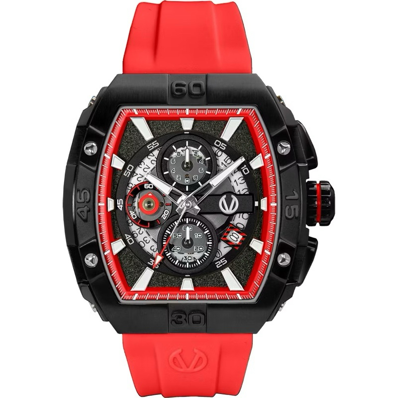 Christ Verra CV 53606G-36 BLK/RED Jam Tangan Pria Analog Chronograph Rubber Original Garansi Resmi