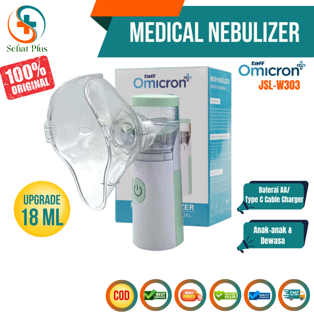 Omicron Alat Nebulizer Uap Portable Untuk Anak Batuk Pilek Uap Sesak Nafas Ventolin Nebulizer