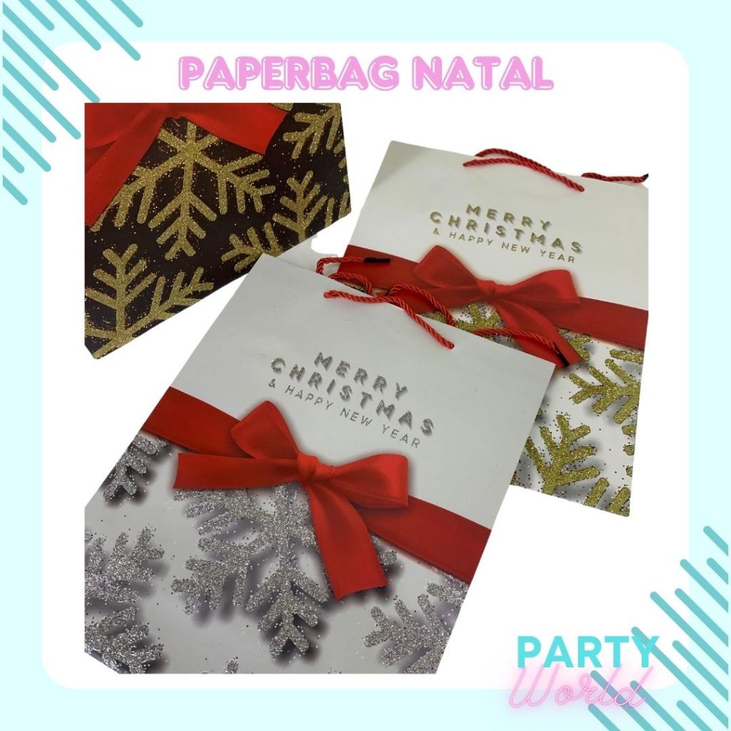 

Papper bag Premium 26x32 Papper bag merry Christmas Happy New Year Gliter Tas Hampers Natal Hadiah Papper Bag Christmas