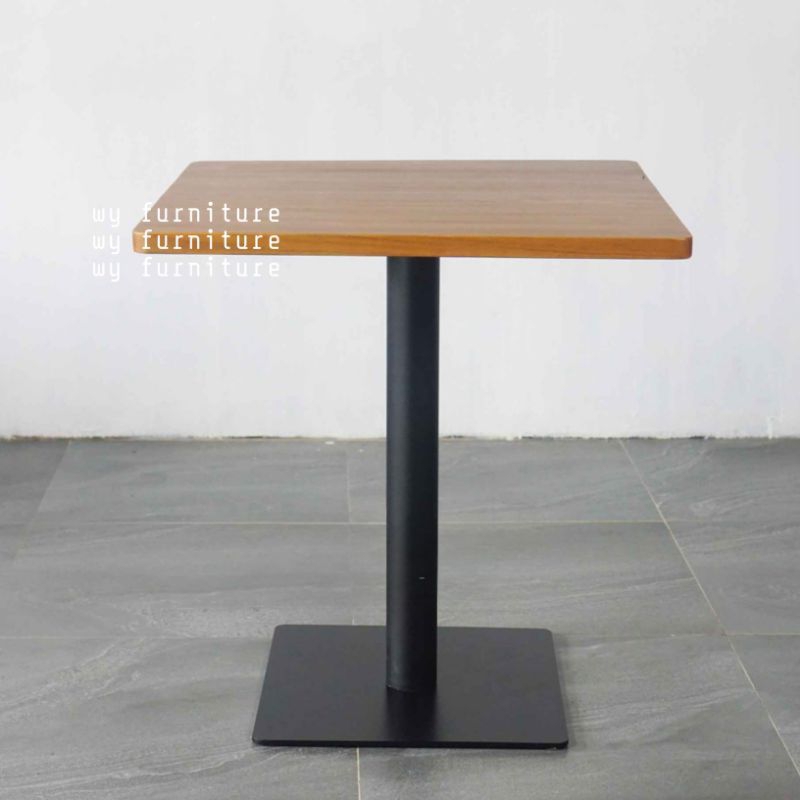 Meja Makan Cafe Minimalis - Meja Cafe Kaki Besi - Meja Daun Jati