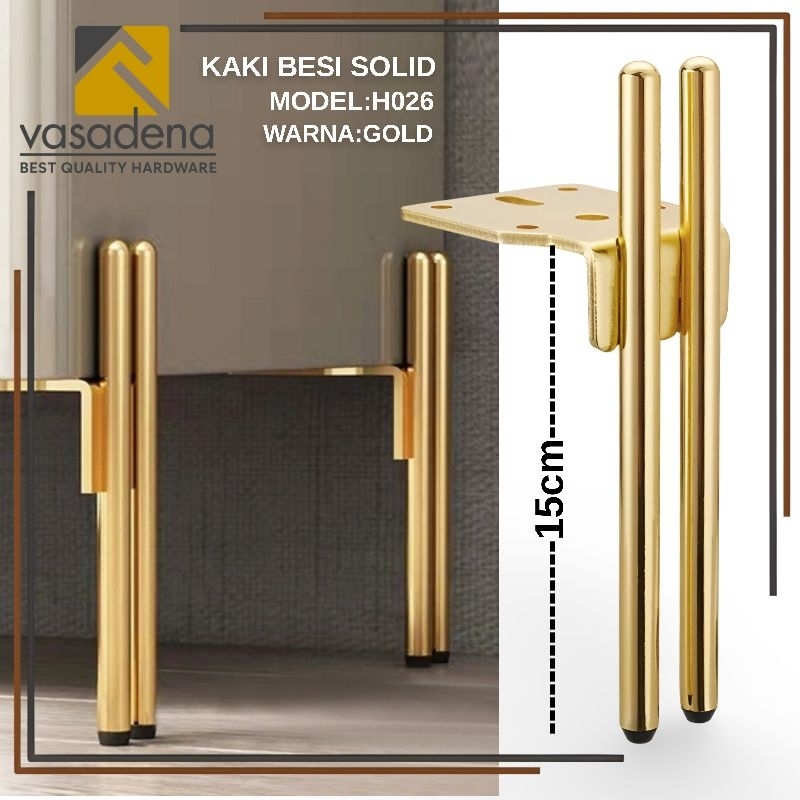 H026 Kaki Sofa Besi Padat Gold 15cm / Kaki Besi Premium / Kaki Kursi / Kaki Bufet / Kaki Meja