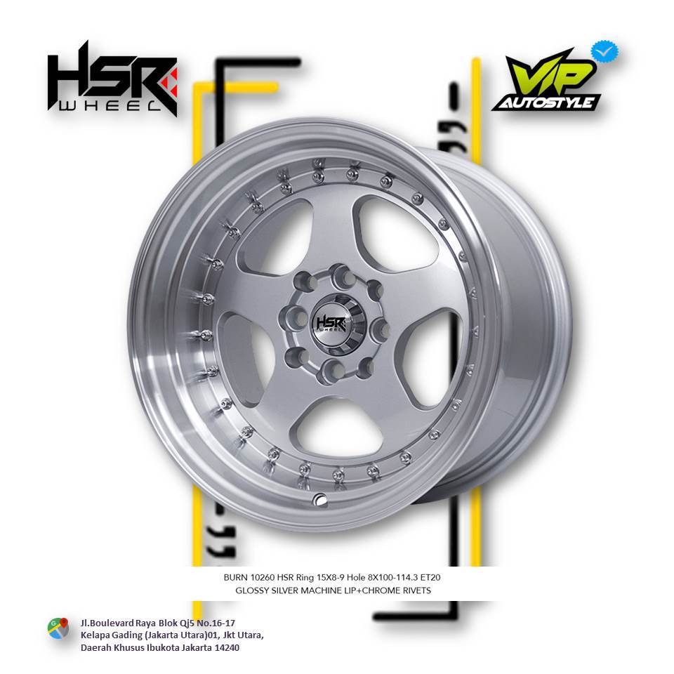 HSR BURN R15 - Velg Mobil Celong Avanza, Xenia, Livina, Jazz, Mobillio Ring 15 - HSR Kelapa gading