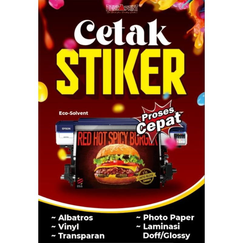PROMO  Cetak stiker Vinil meteran laminasi doff glosy