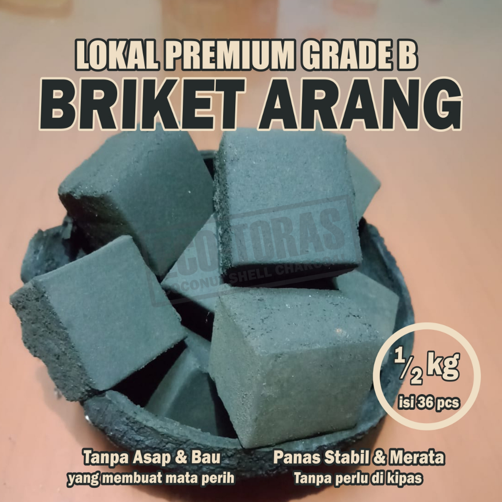 ARANG BRIKET 1/2 KG | UNTUK BAKAR-BAKAR ATAU PANGGANG DAGING SATE IKAN JAGUNG DLL