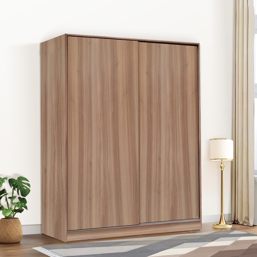 KIRANA Hampton - Lemari Pakaian Kayu 2 Pintu Sliding / Geser Wardrobe Modern Minimalis