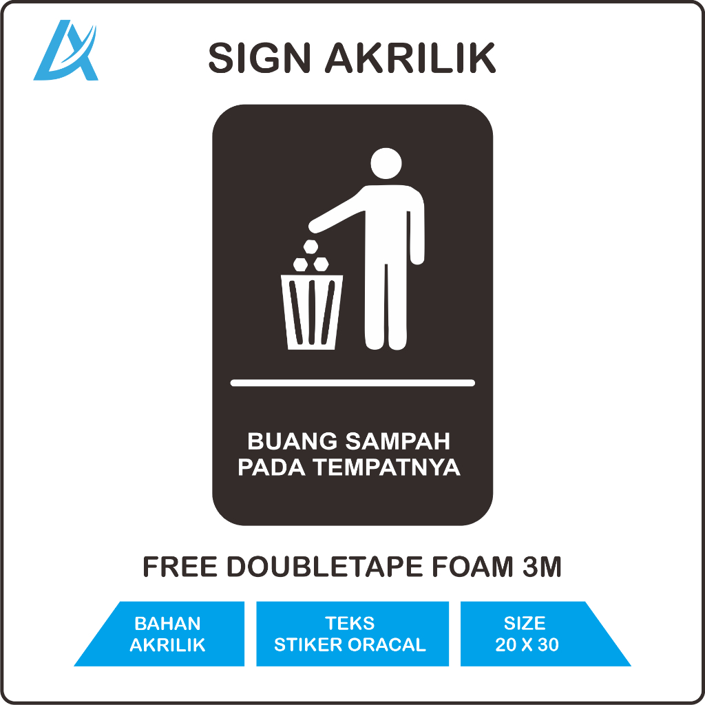 

Akrilik Sign Label Buang Sampah Pada Tempatnya Free Double tape