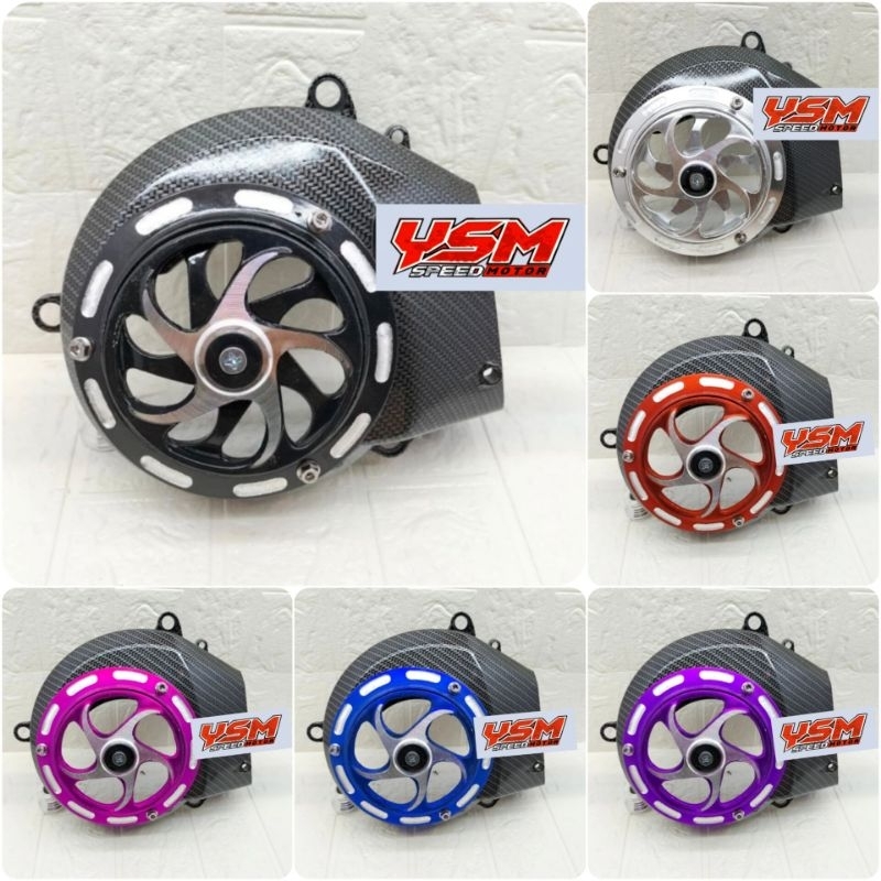 Cover Kipas mesin CARBON WTP Set Spinner spinner putar motif sabit full alumunium CNC untuk motor Ya