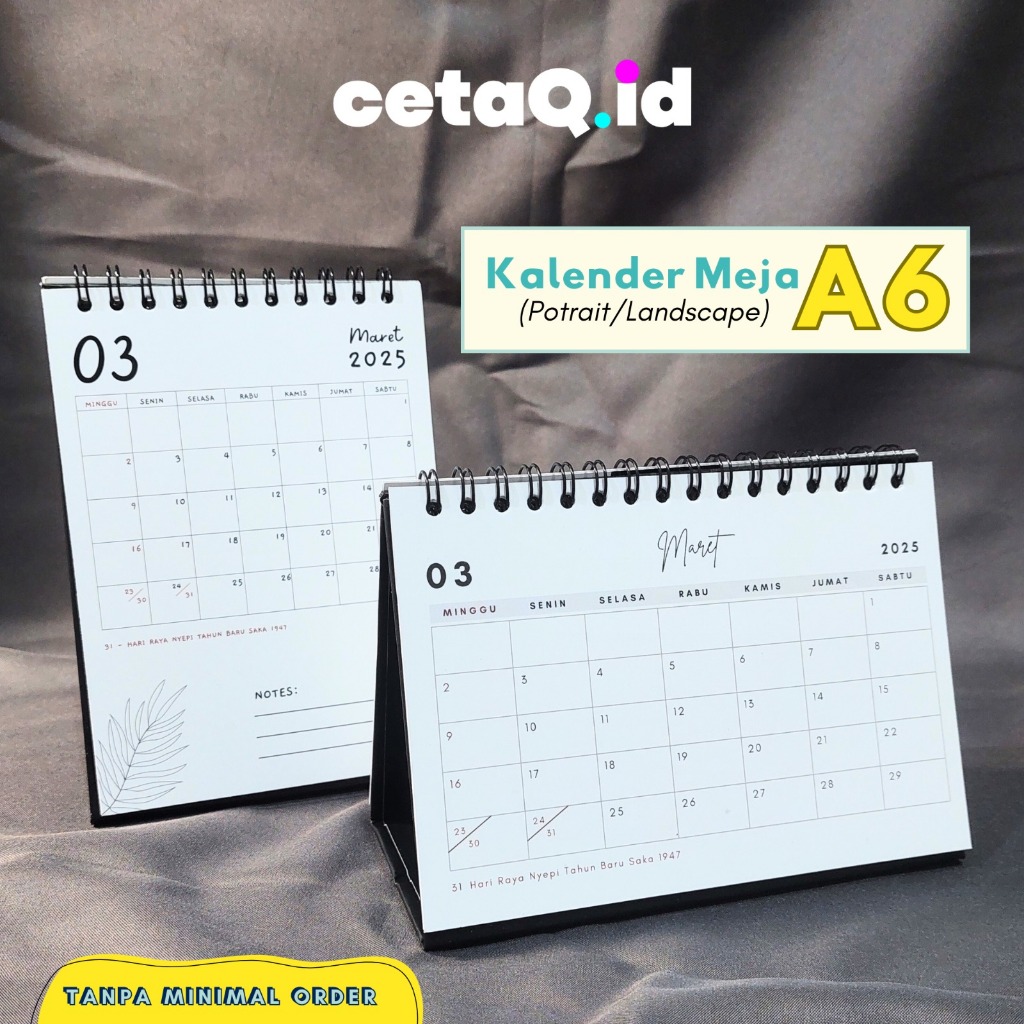 

Cetak Kalender Meja Custom A6 | Print Kalender Duduk Lapis Art Paper