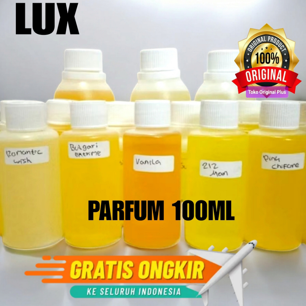 BIBIT PARFUM LUX 100 ML. BISA UNTUK ROLL ON ATAU UNTUK SPRAY. TANPA ALKOHOL.HARGA TERMURAH.