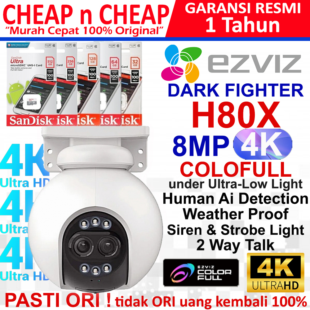 Ezviz H80X 8MP 4K Dark Fighter Rotate Outdoor - Smart CCTV Wifi Wireless Camera Smart IP Cam Hikvisi