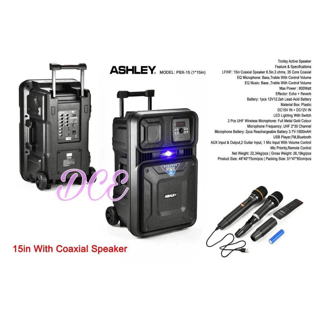 Speaker portable ashley pbx 15 15inch ashley pbx15 original