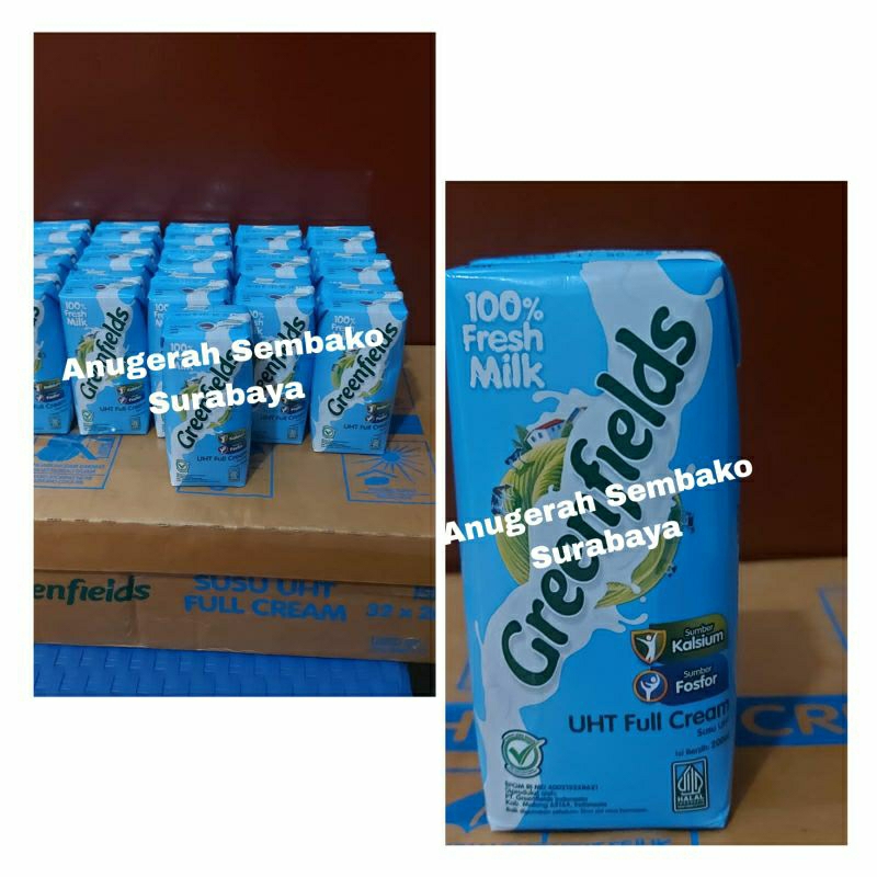 

Paket Murah Susu Cair UHT Greenfields Full Cream Milk 200 ml x 16 Pcs.READY SIAP KIRIM.EXP 2025