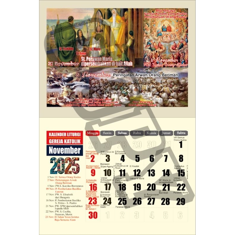 

KALENDER DINDING 2025 LITURGI GEREJA KATOLIK edisi Bunda Maria 32x48cm² isi 13 lembar