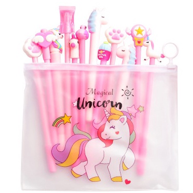 

Garansi Terbaru Pulpen Gel Karakter Lucu Set Isi 2PCS Pena FREE Zipper Pouch Tempat Pensil Transparan Murah stockami A15
