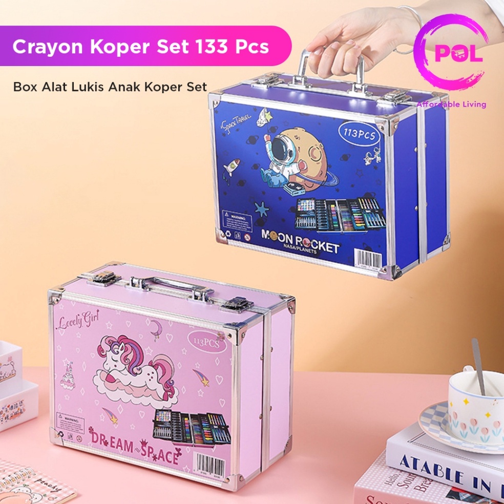 

Top Shipment POL COD SNI Crayon Art Set 128pcs 133pcs Koper Alumunium Besi Krayon Pensil Warna