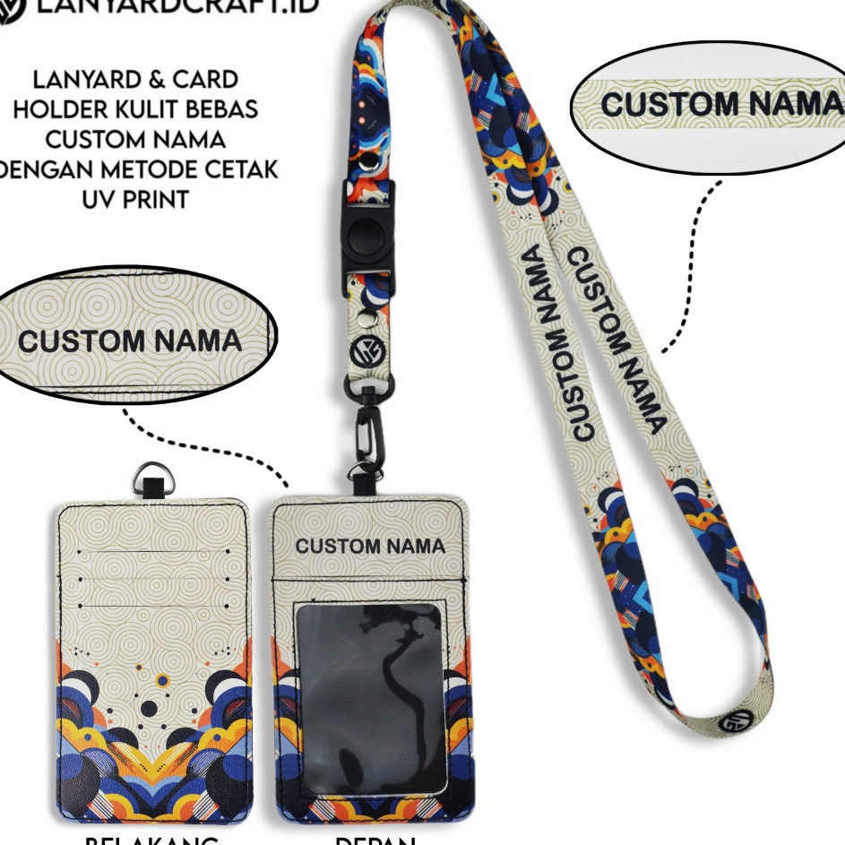 

Seller Resmi V4 Id Card Holder Leather Custom Lanyard Custom Nama Abstract Series Gantungan Tali Lanyard Holder Id Card Kulit UV Print