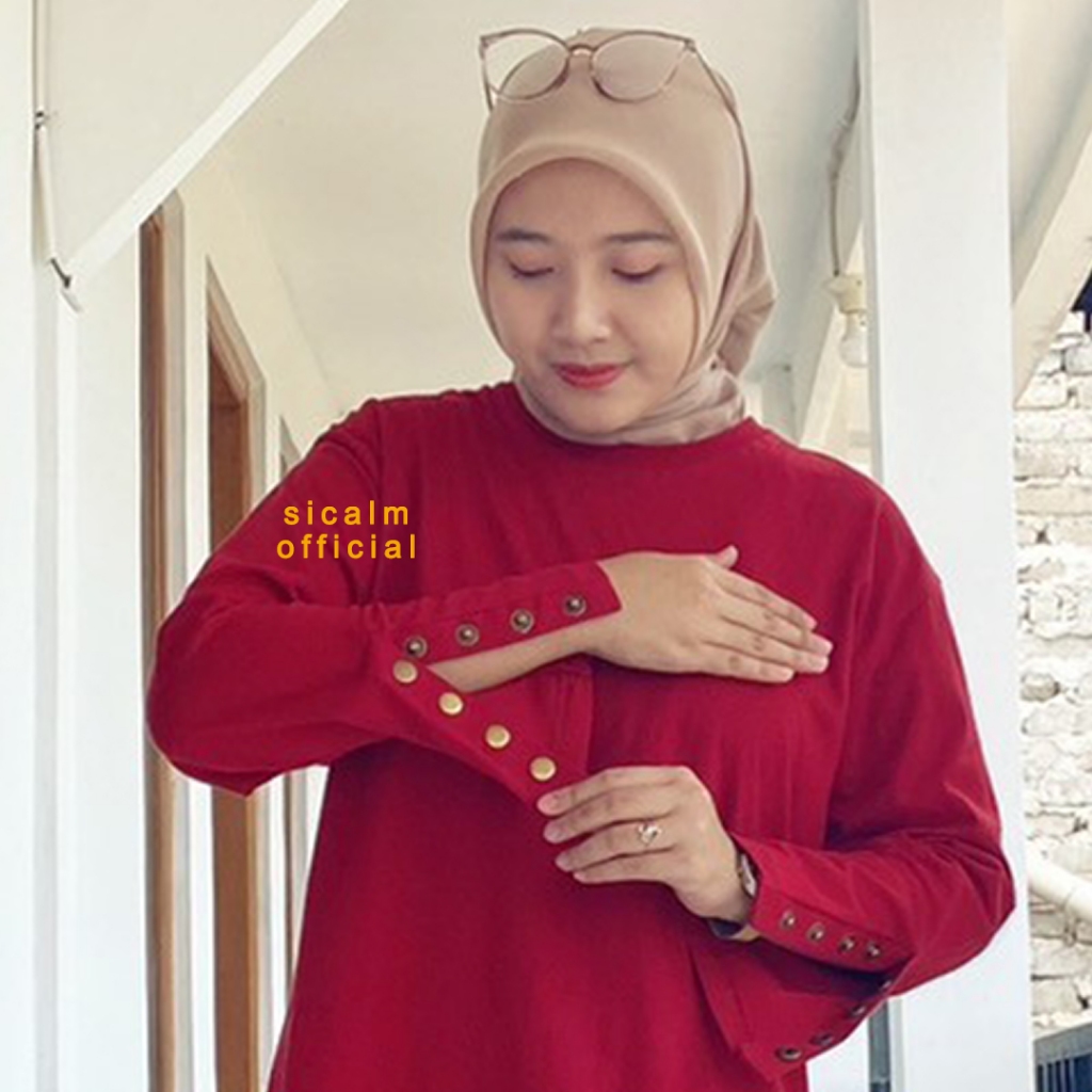 atasan kaos wanita lengan panjang model kancing inara terbaru kaos polos oversize wanita jumbo tebal