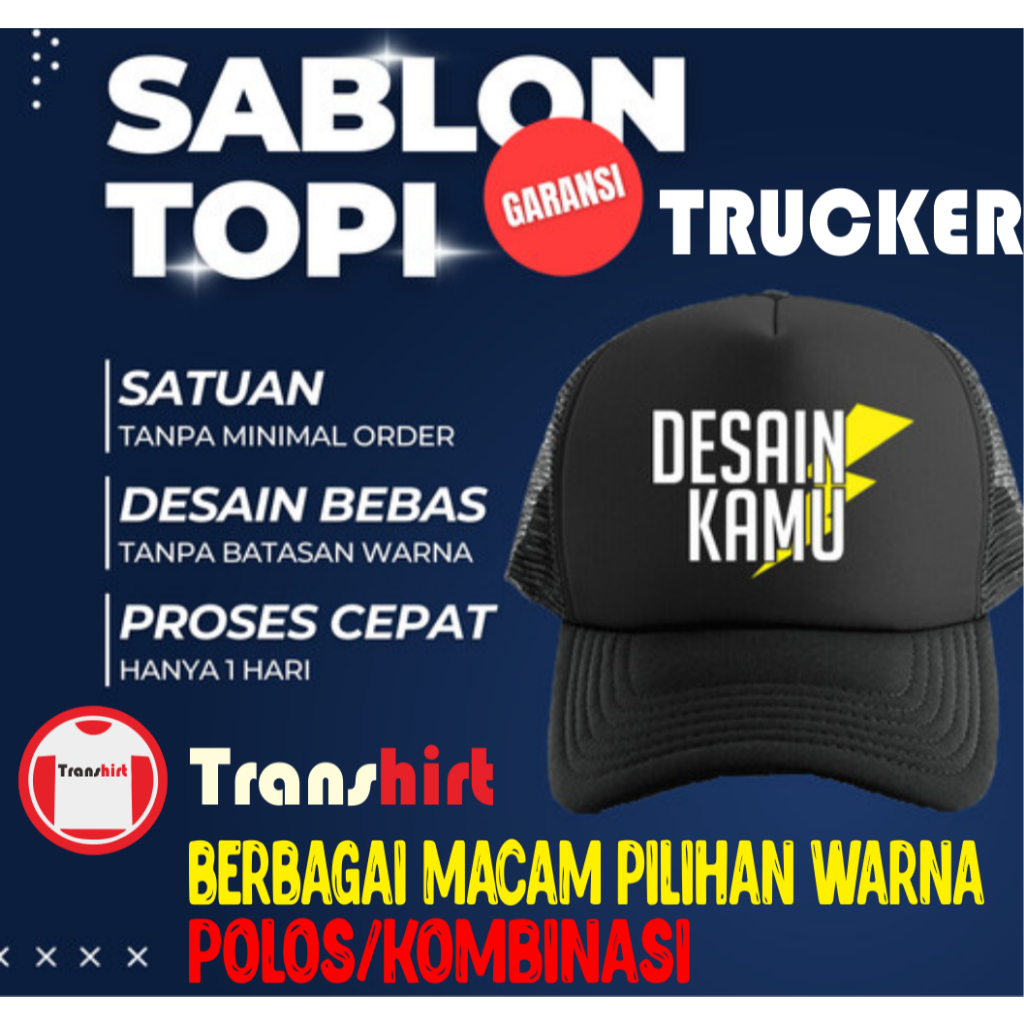 TOPI POLOS - TOPI SABLON - TOPI TRUCKER - TOPI - TOPI PRIA - TOPI WANITA - CUSTOM SABLON TOPI