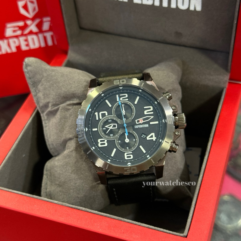 Jam Tangan Pria Expedition E6778 E  6778 M Leather Strap Original Garansi Resmi 1 Tahun