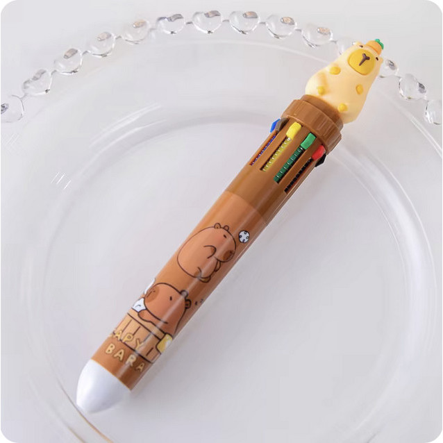

Pulpen 10 Warna Karakter CAPYBARA Ballpoint Pena 10 in 1 Warna Warni Lucu