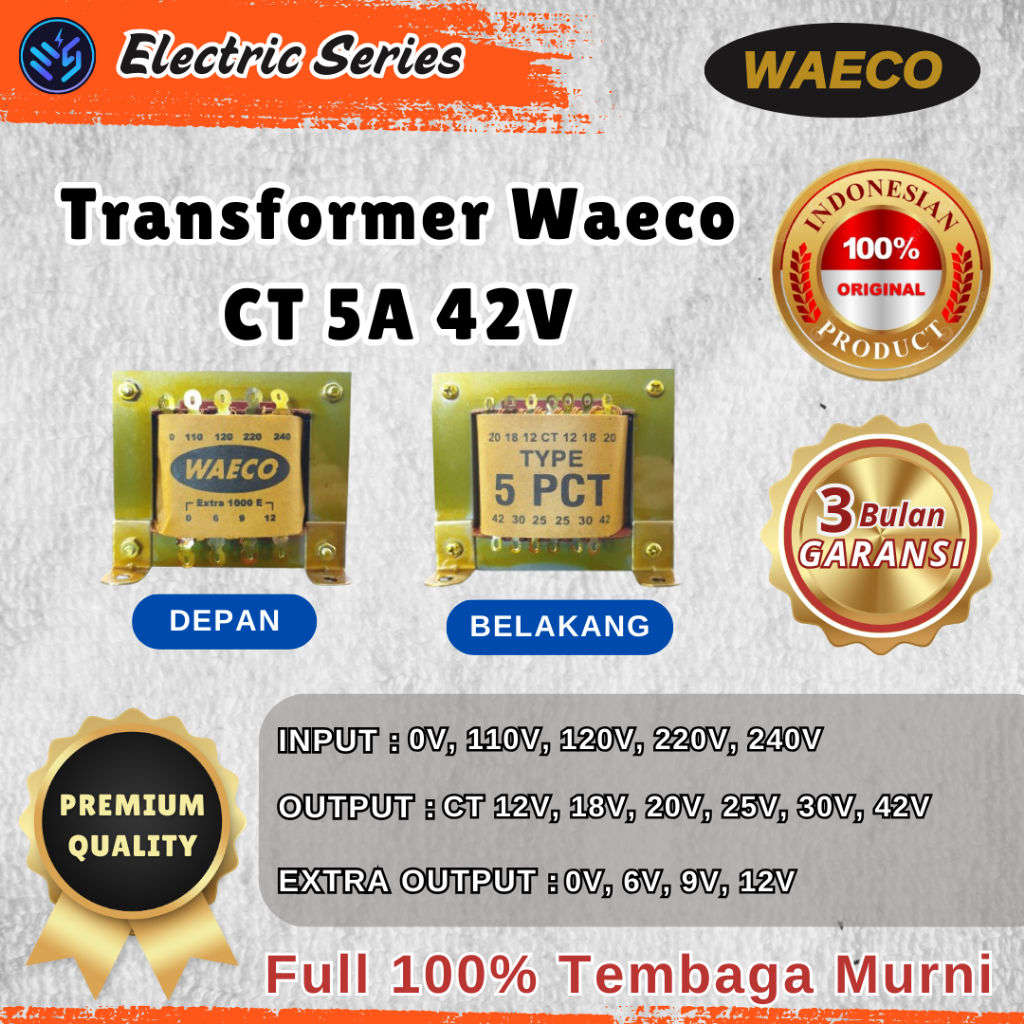Transformer Waeco 5 CT 42V - Trafo / Travo 5A CT 42V TEMBAGA MURNI