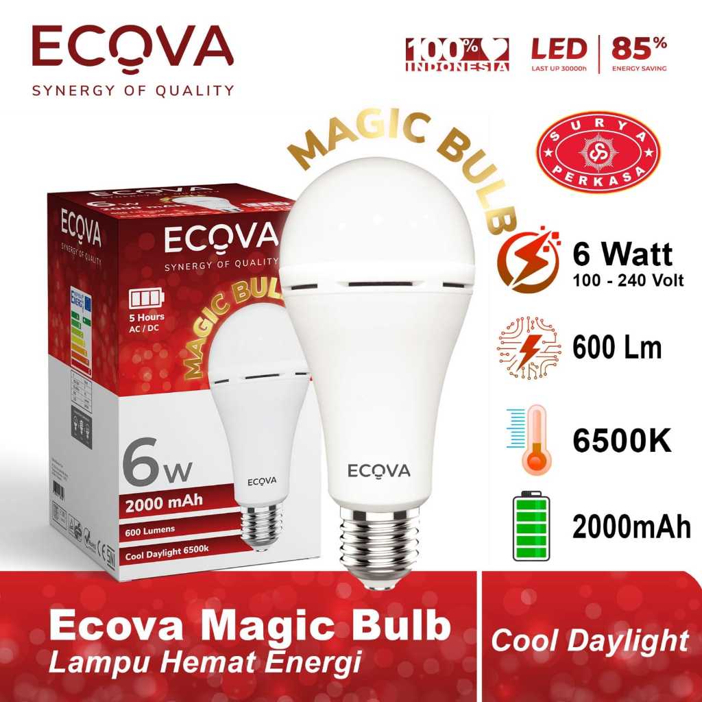 Surya Perkasa ECOVA Lampu LED Darurat LED Emergency Lampu Serbaguna Lampu Darurat Lampu Emergency