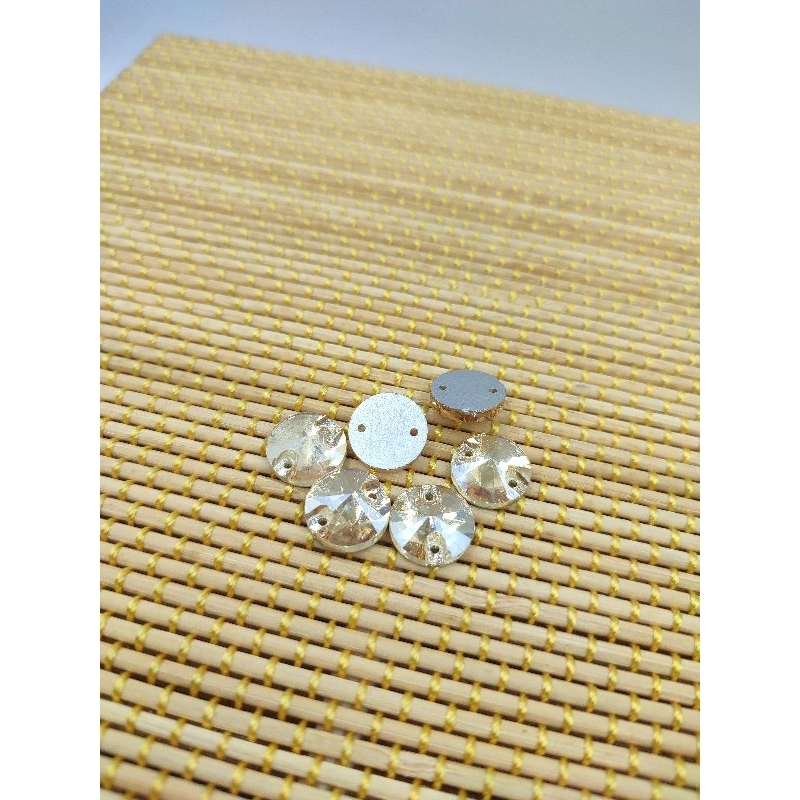 Resin Stone Bulan Cutting Lubang 2 Manik Baju Manik Tempel Manik Crystal Jahit 144 PCS 10 12 MM