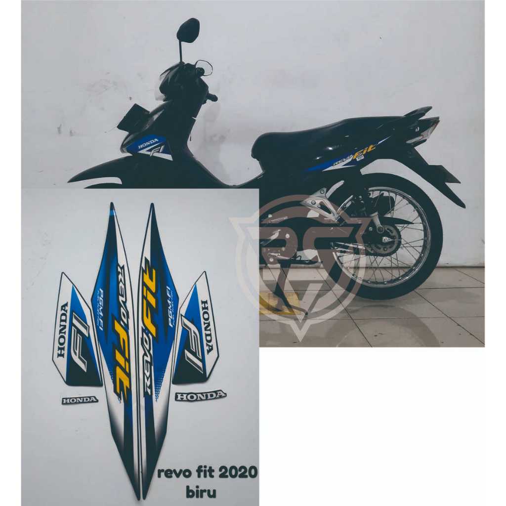 striping motor revo fit tahun 2020 warna hitam list biru produk 100% original
