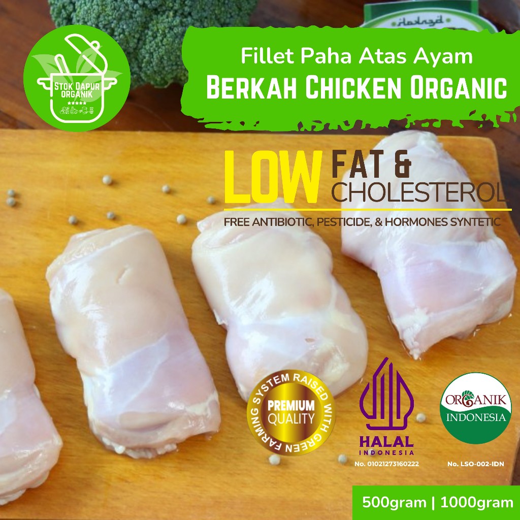 

Berkah Chicken Fillet Paha Ayam Broiler Organik Prebiotik Segar Beku/Fresh Frozen Kemasan 500gr 1kg