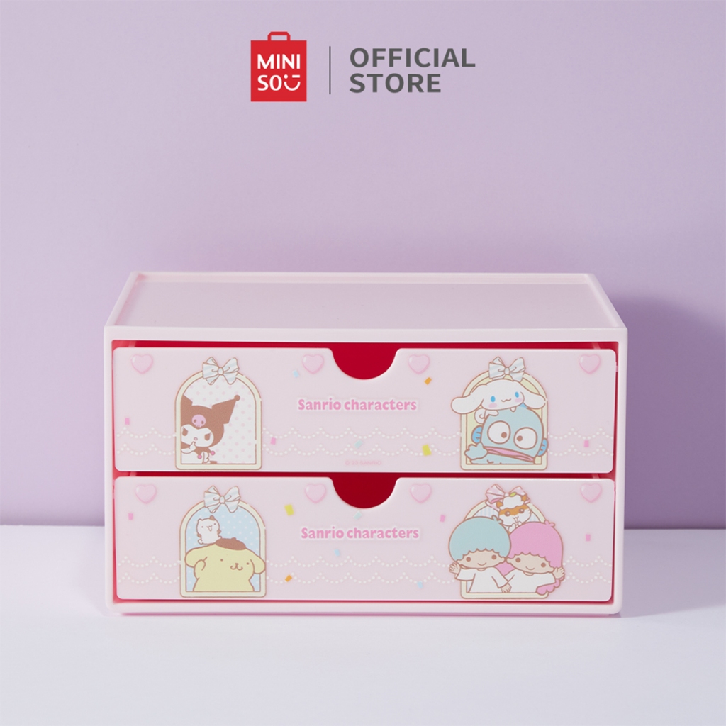 Miniso x Sanrio characters Collection Kotak Penyimpanan 2-Drawer Storage Organizer Pengatur Penyimpa