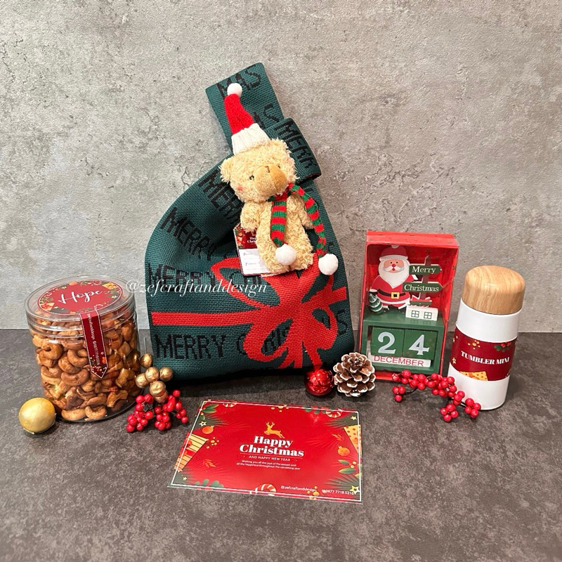 

JOY hampers christmas / hampers natal / kado natal / knitted bag natal / tumbler / christmas calendar