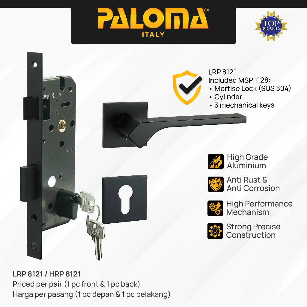 PALOMA Gagang Pintu Door Handle Pintu Roses Lever Engkol Pisah Misah Paket Kunci Pintu Lockset Lock 