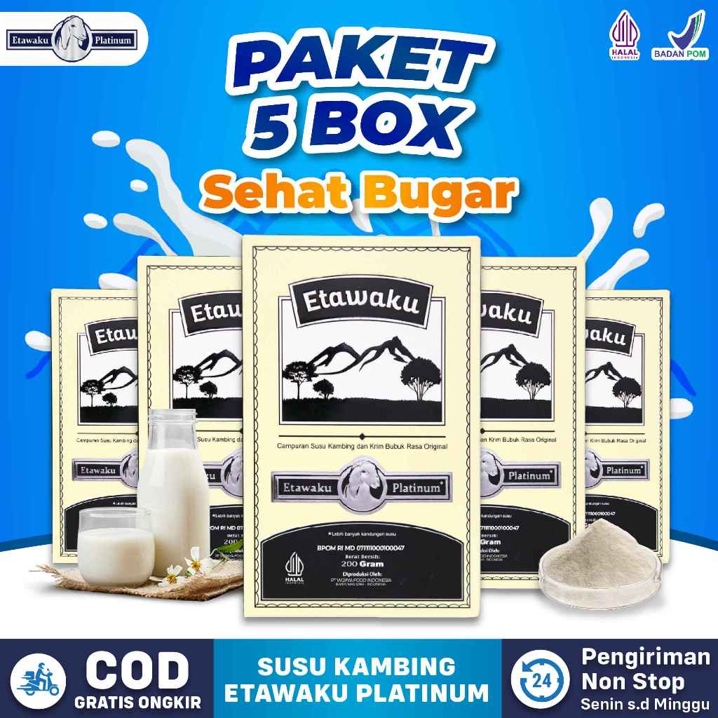 

Paket 5 Box Etawaku Platinum Original Rendah Gula Efektif Jaga Kesehatan Pernafasan dan Tulang