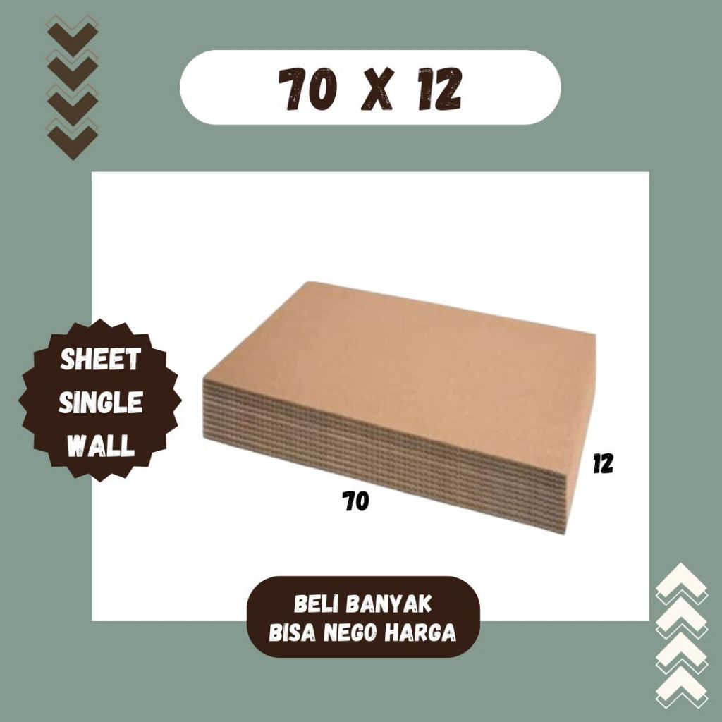

Kardus Lembaran 70x12 / 60x12 / 50x12 / 40x12 Sheet Polos Single Wall Packing Karton Coklat Warna Packing