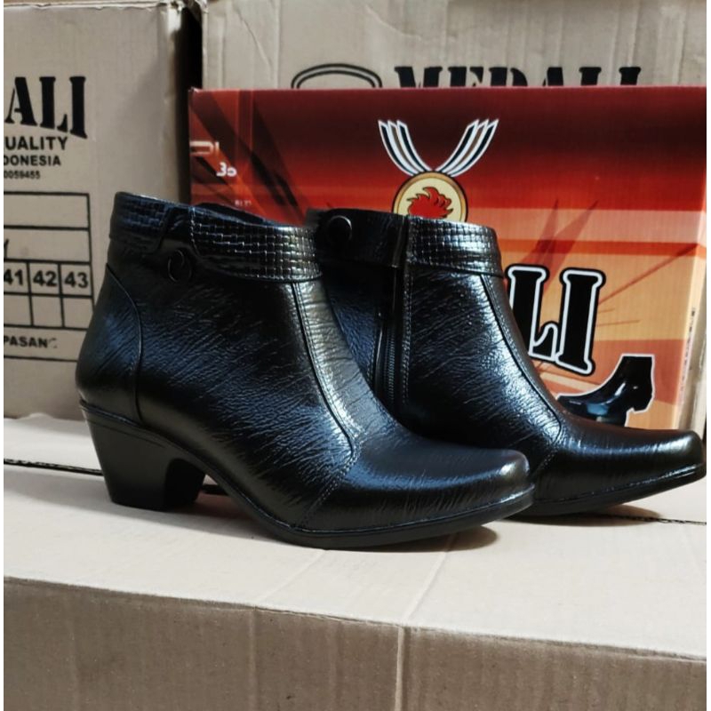 SEPATU KULIT WANITA ASLI PDH BOOTS WANITA POLWAN/POLR/TNI/SECURITY/DINAS/KERJA/KANTOR/PNS/ASN/PEGAWA